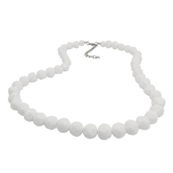Kette 10mm nicht ganz runde Kunststoffperlen weiß-glänzend 42cm Kette 10mm nicht ganz runde Kunststoffperlen weiß-glänzend 42cm