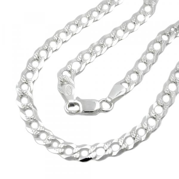Armband 46mm Panzerkette flach mit Muster Silber 925 19cm
