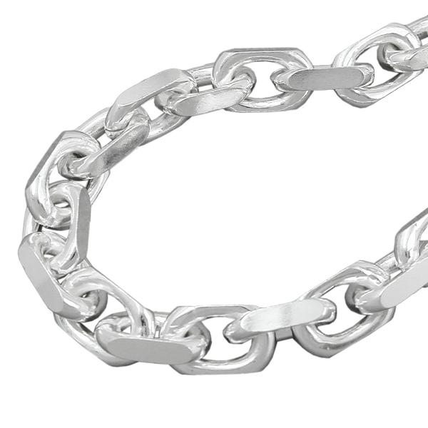 Armband 8x8mm Ankerkette 4x diamantiert Silber 925 23cm