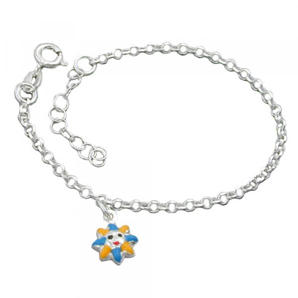 Armband 24mm Erbskette Sonne farbig lackiert Silber 925 14cm Armband 24mm Erbskette Sonne farbig lackiert Silber 925 14cm