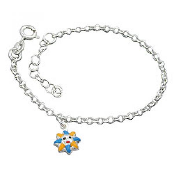 Armband 24mm Erbskette Sonne farbig lackiert Silber 925 14cm Armband 24mm Erbskette Sonne farbig lackiert Silber 925 14cm
