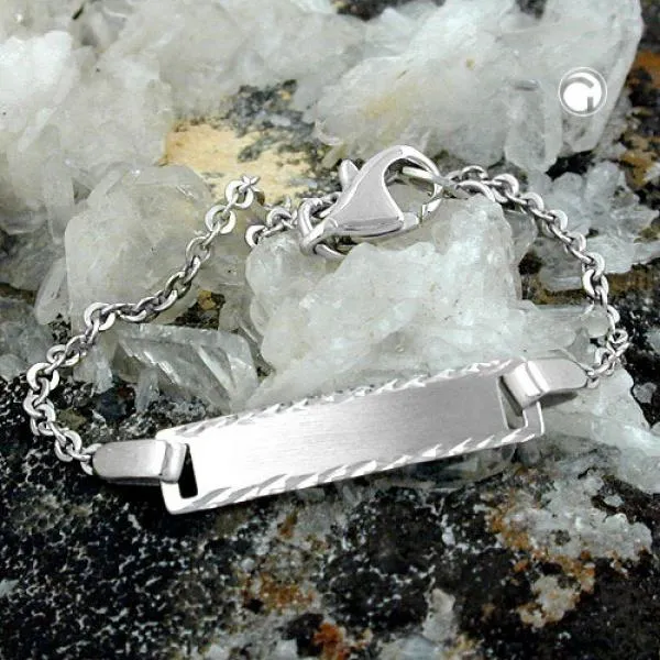 Schildband 21mm Anker mit Platte matt diamantiert rhodiniert Silber 925 Schildband 21mm Anker mit Platte matt diamantiert rhodiniert Silber 925