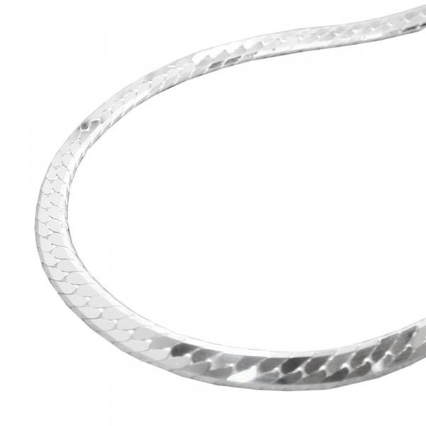 Armband 3mm Panzerkette flach gedrückt glänzend diamantiert Silber 925 19cm