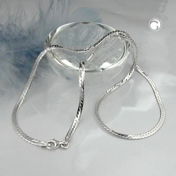 Kette 3mm Panzer flach gedrückt glänzend diamantiert Silber 925 45cm Kette 3mm Panzer flach gedrückt glänzend diamantiert Silber 925 45cm