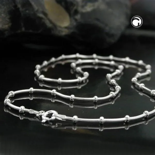 Kette 1mm runde Schlangenkette mit Kugeln symmetrisch Silber 925 42cm Kette 1mm runde Schlangenkette mit Kugeln symmetrisch Silber 925 42cm
