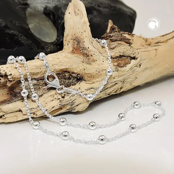 Kette 13mm Ankerkette mit 29 Kugeln Silber 925 45cm Kette 13mm Ankerkette mit 29 Kugeln Silber 925 45cm