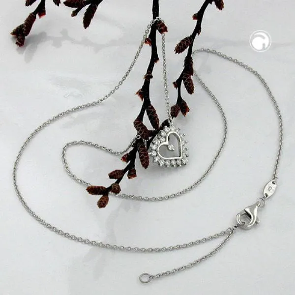 Kette 11mm Herzanhänger Zirkonias Silber 925 43cm Kette 11mm Herzanhänger Zirkonias Silber 925 43cm