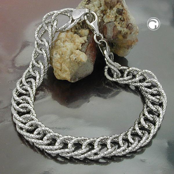 Armband 9,4mm Fantasiemuster rhodiniert Silber 925 19cm