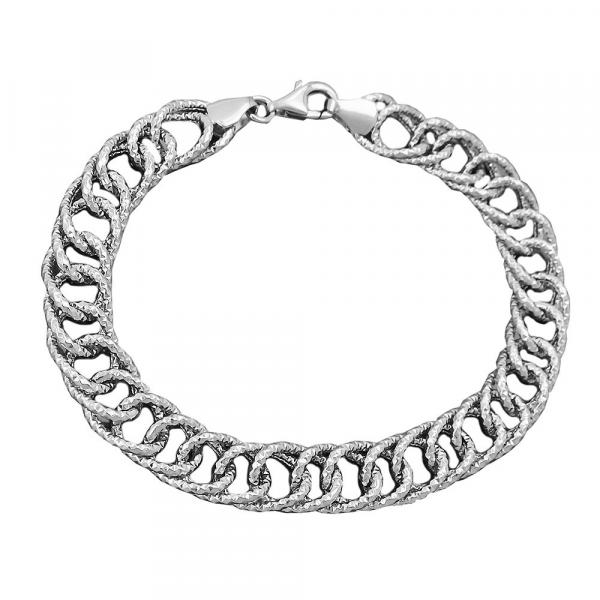 Armband 9,4mm Fantasiemuster rhodiniert Silber 925 19cm