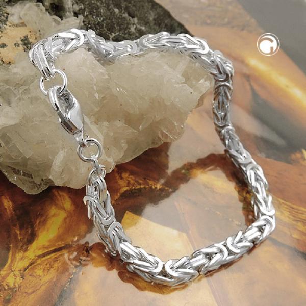 Armband 4mm Königskette vierkant glänzend Silber 925 21cm Armband 4mm Königskette vierkant glänzend Silber 925 21cm