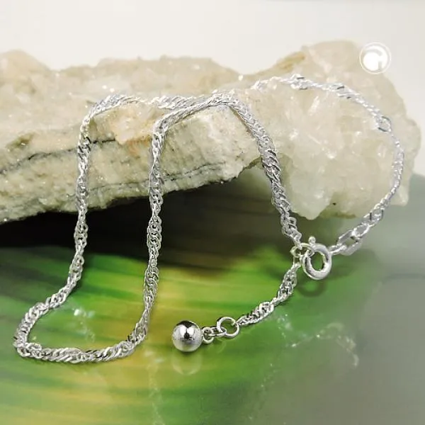 Fußkette 2mm Singapur diamantiert Silber 925 27cm Fußkette 2mm Singapur diamantiert Silber 925 27cm