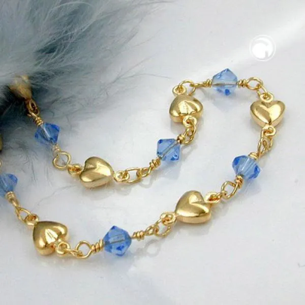 Armband 5mm Fantasie Herz und Glasperle blau AMD 19cm Armband 5mm Fantasie Herz und Glasperle blau AMD 19cm