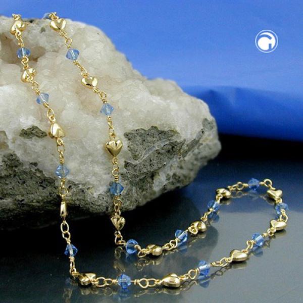 Kette 5mm Fantasie Herz und Glasperlen hellblau AMD 42cm Kette 5mm Fantasie Herz und Glasperlen hellblau AMD 42cm