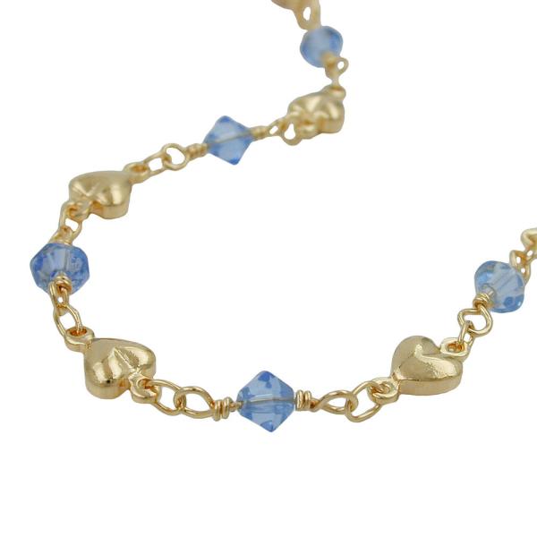 Kette 5mm Fantasie Herz und Glasperlen hellblau AMD 42cm Kette 5mm Fantasie Herz und Glasperlen hellblau AMD 42cm