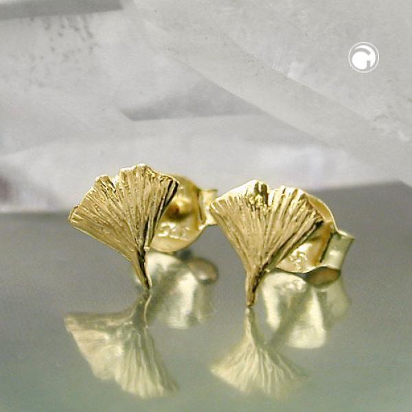 Ohrstecker Ohrring 7mm Ginkgoblatt glänzend 9Kt GOLD