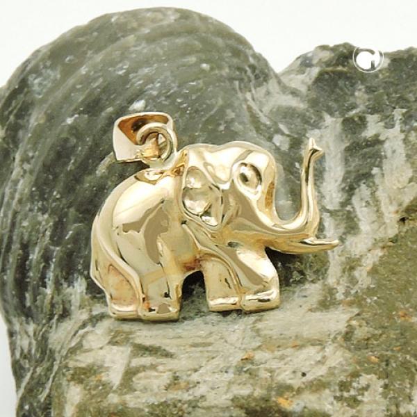 Anhänger 15x12mm Elefant glänzend 9Kt GOLD