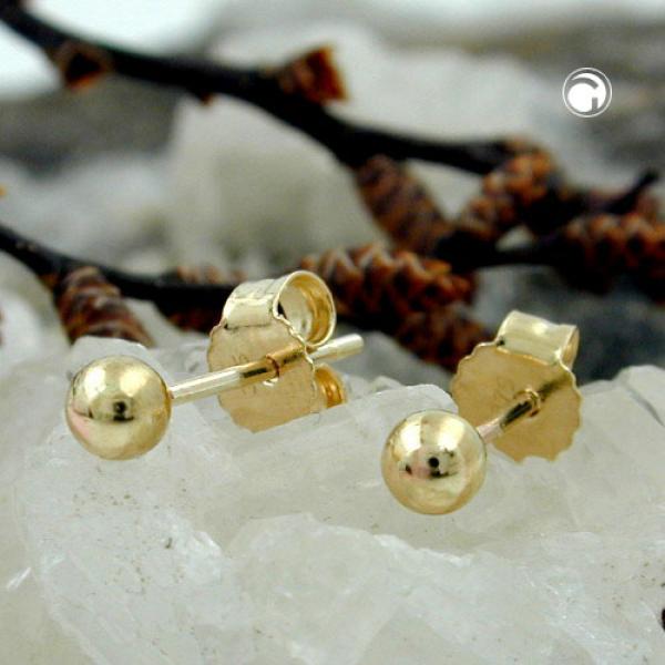 Ohrstecker Ohrring 3mm Kugel hohl 9Kt GOLD Ohrstecker Ohrring 3mm Kugel hohl 9Kt GOLD