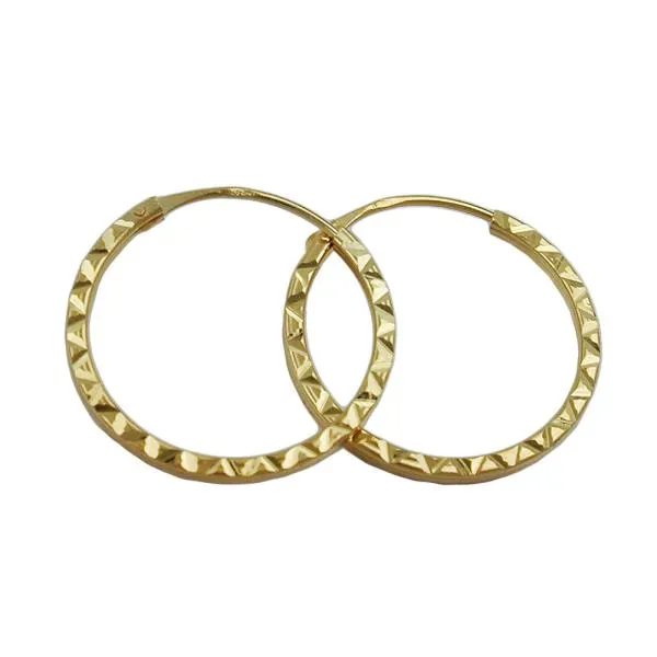 Creole Ohrring 17x1mm Steckverschluss Muster glänzend diamantiert 9Kt GOLD Creole Ohrring 17x1mm Steckverschluss Muster glänzend diamantiert 9Kt GOLD