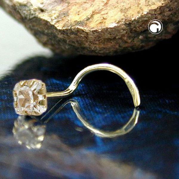 Nasenstecker 3mm Spirale mit Zirkonia weiß 14Kt GOLD Nasenstecker 3mm Spirale mit Zirkonia weiß 14Kt GOLD