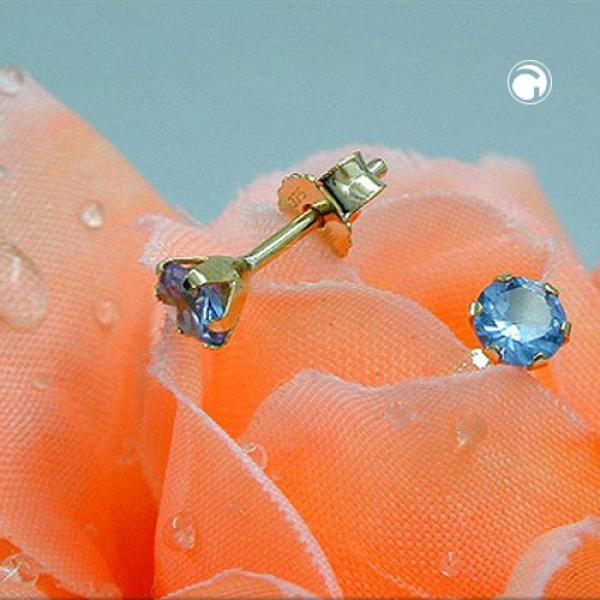 Ohrstecker Ohrring 4mm synthetischer Aquamarin 9Kt GOLD