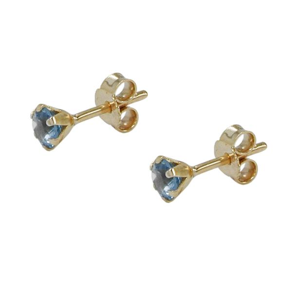 Ohrstecker Ohrring 4mm synthetischer Aquamarin 9Kt GOLD
