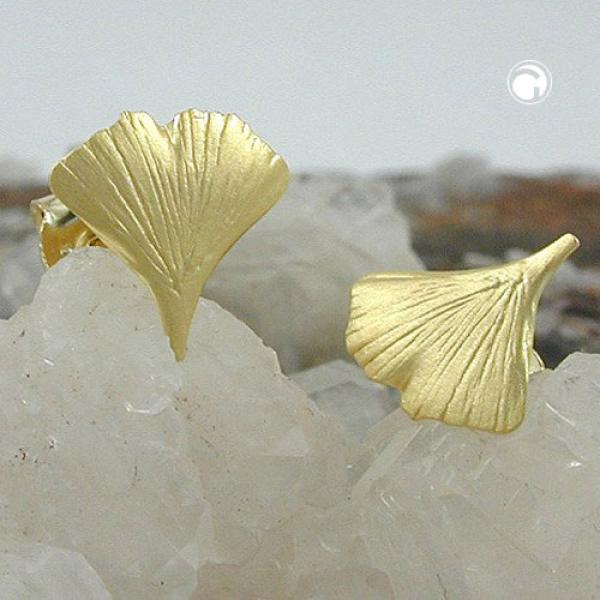 Ohrstecker Ohrring 9mm Ginkgoblatt matt 9Kt GOLD Ohrstecker Ohrring 9mm Ginkgoblatt matt 9Kt GOLD