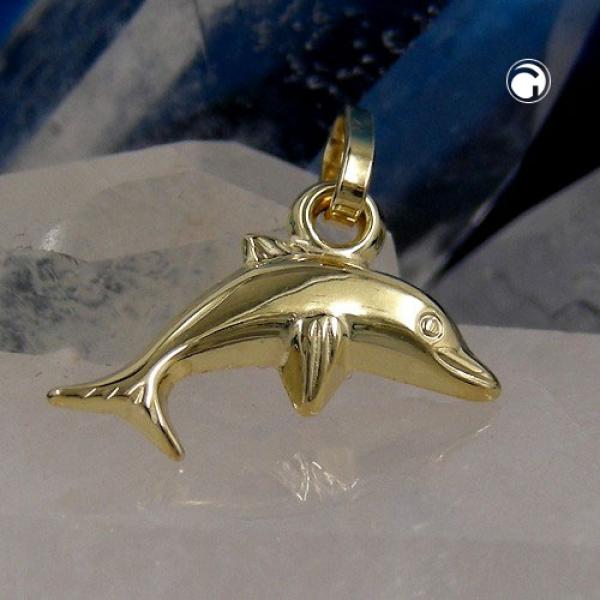 Anhänger 12x7mm kleiner Delfin glänzend 9Kt GOLD Anhänger 12x7mm kleiner Delfin glänzend 9Kt GOLD
