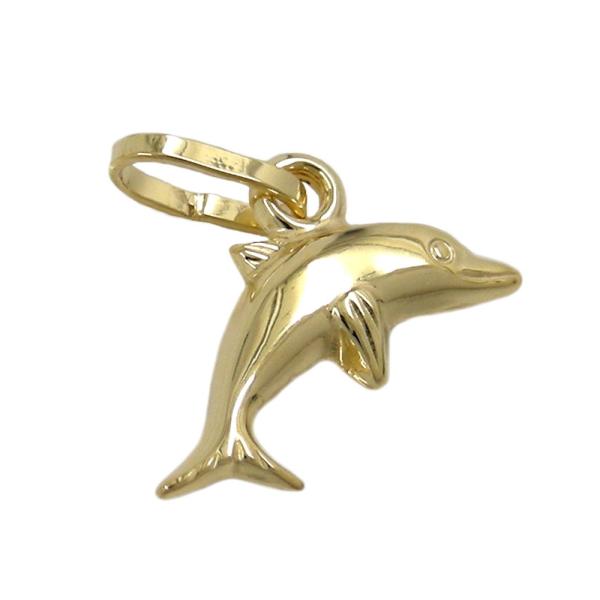 Anhänger 12x7mm kleiner Delfin glänzend 9Kt GOLD Anhänger 12x7mm kleiner Delfin glänzend 9Kt GOLD