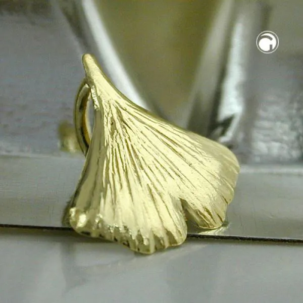 Anhänger 9mm Ginkgoblatt glänzend 9Kt GOLD