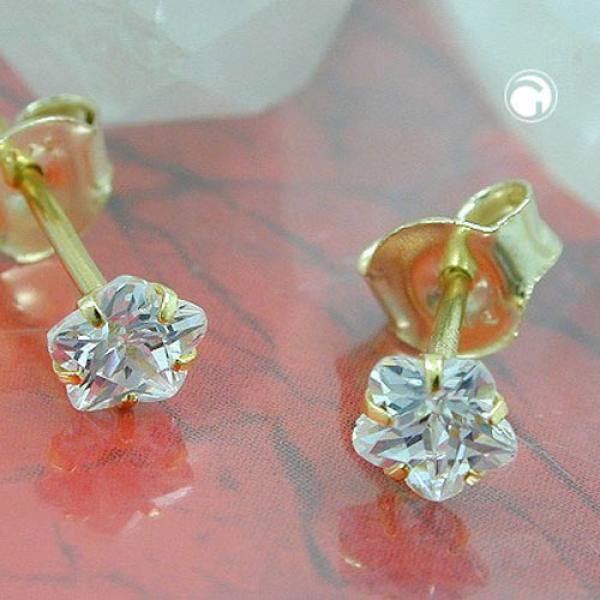 Ohrstecker Ohrring 4mm Zirkonia in Blumenform 9Kt GOLD Ohrstecker Ohrring 4mm Zirkonia in Blumenform 9Kt GOLD