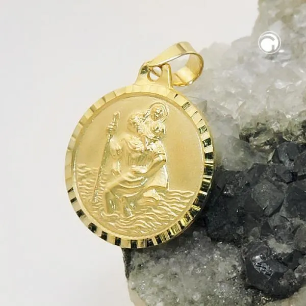 Anhänger, Christophorus 16mm, 9Kt GOLD Anhänger, Christophorus 16mm, 9Kt GOLD