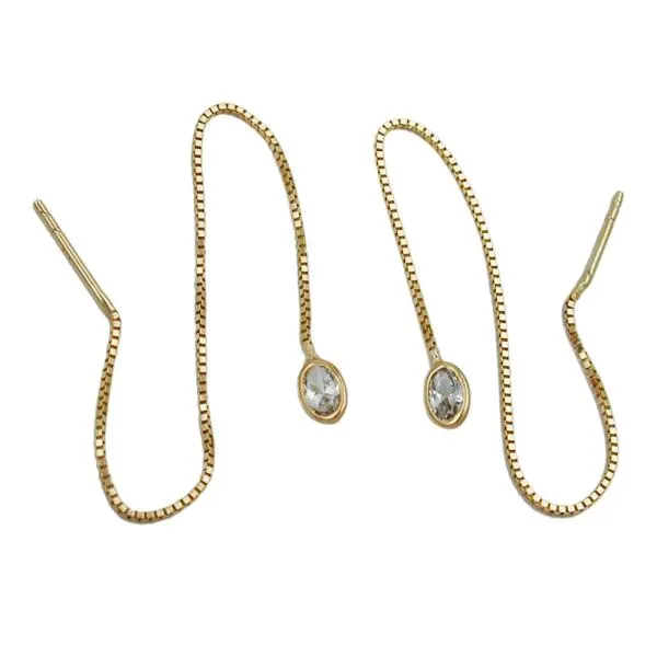 Durchzieher Ohrring Ohrhänger 93x3mm Venezianerkette mit Zirkonia 9Kt GOLD Durchzieher Ohrring Ohrhänger 93x3mm Venezianerkette mit Zirkonia 9Kt GOLD