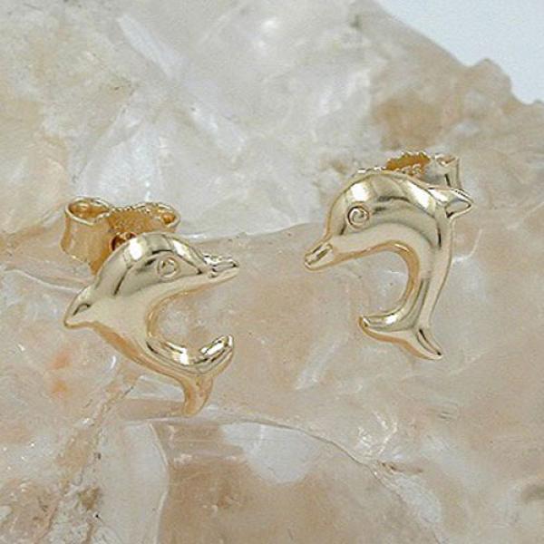 Ohrstecker Ohrring 8x7mm springender Delfin glänzend 9Kt GOLD Ohrstecker Ohrring 8x7mm springender Delfin glänzend 9Kt GOLD