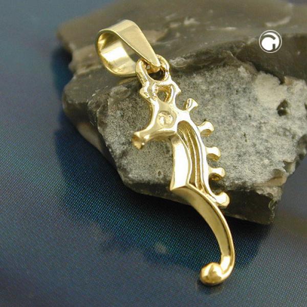 Anhänger 22x7mm Seepferdchen glänzend 9Kt GOLD Anhänger 22x7mm Seepferdchen glänzend 9Kt GOLD