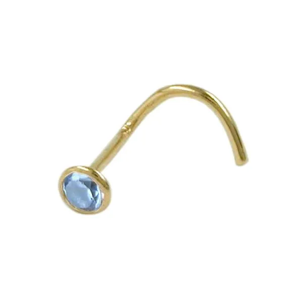 Nasenstecker 2,5mm synth. Aquamarin 18Kt GOLD Nasenstecker 2,5mm synth. Aquamarin 18Kt GOLD