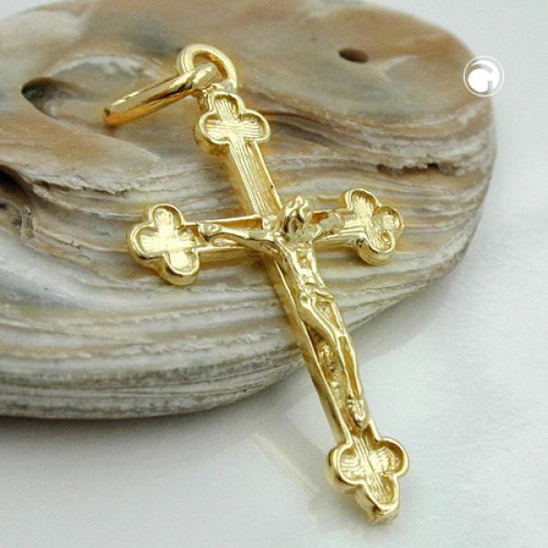 Anhänger 26x17mm Kreuz mit Jesus glänzend 14Kt GOLD Anhänger 26x17mm Kreuz mit Jesus glänzend 14Kt GOLD