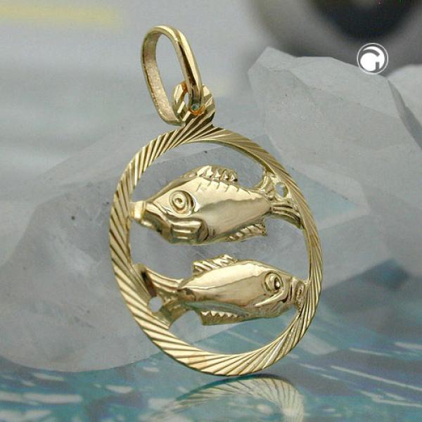 Anhänger 15mm Sternzeichen Fische 9Kt GOLD Anhänger 15mm Sternzeichen Fische 9Kt GOLD