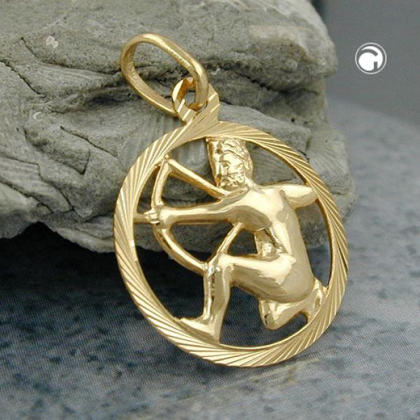 Anhänger 15mm Sternzeichen Schütze 9Kt GOLD Anhänger 15mm Sternzeichen Schütze 9Kt GOLD