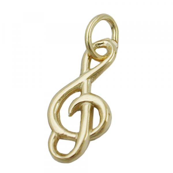 Anhänger 16x7mm Notenschlüssel glänzend 14Kt GOLD Anhänger 16x7mm Notenschlüssel glänzend 14Kt GOLD