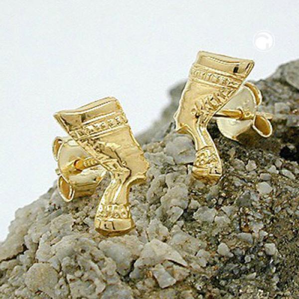 Ohrstecker Ohrring 10x6mm Nofretete glänzend 9Kt GOLD Ohrstecker Ohrring 10x6mm Nofretete glänzend 9Kt GOLD