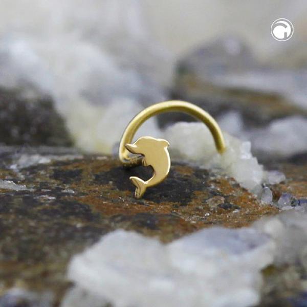 Nasenstecker 2,5mm Spirale mit kleinem Delfin 14Kt GOLD Nasenstecker 2,5mm Spirale mit kleinem Delfin 14Kt GOLD