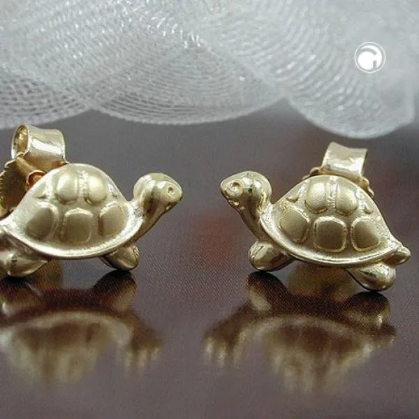Ohrstecker Ohrring 10x6mm Schildkröte matt-glänzend 9Kt GOLD Ohrstecker Ohrring 10x6mm Schildkröte matt-glänzend 9Kt GOLD