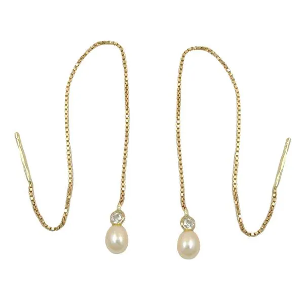 Durchzieher Ohrring Ohrhänger 93mm Venezianerkette Zuchtperle Zirkonia 9Kt GOLD Durchzieher Ohrring Ohrhänger 93mm Venezianerkette Zuchtperle Zirkonia 9Kt GOLD