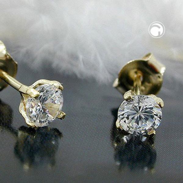 Ohrstecker Ohrring 4mm Zirkonia 9Kt GOLD Ohrstecker Ohrring 4mm Zirkonia 9Kt GOLD