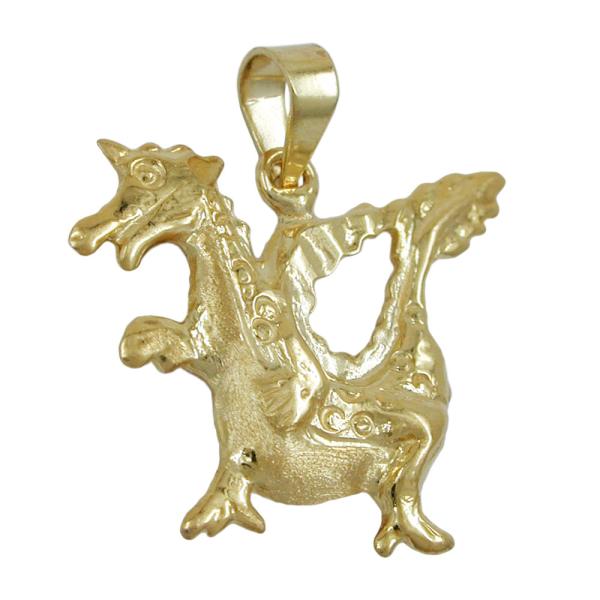 Anhänger 20x18mm Drache glänzend 9Kt GOLD