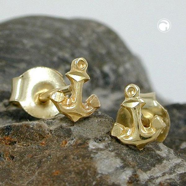 Ohrstecker Ohrring 5x4mm kleiner Anker 9Kt GOLD