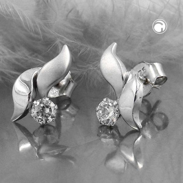 Ohrstecker Ohrring 11x6mm Zirkonia 9Kt Weißgold Ohrstecker Ohrring 11x6mm Zirkonia 9Kt Weißgold