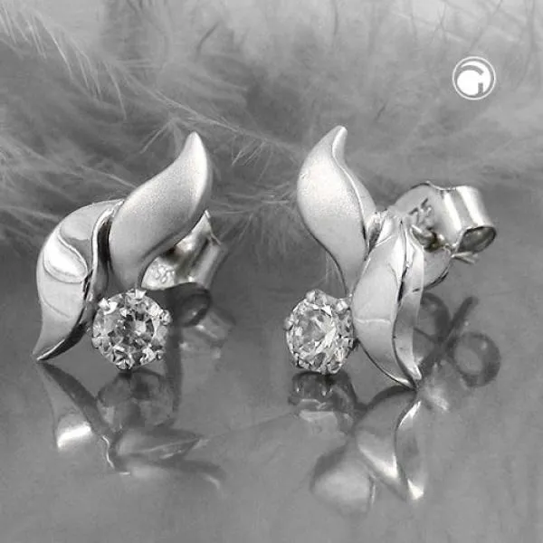 Ohrstecker Ohrring 11x6mm Zirkonia 9Kt Weißgold Ohrstecker Ohrring 11x6mm Zirkonia 9Kt Weißgold