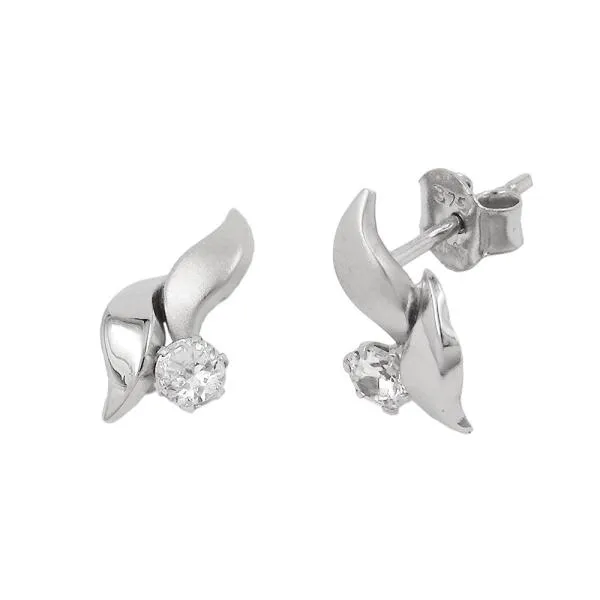 Ohrstecker Ohrring 11x6mm Zirkonia 9Kt Weißgold Ohrstecker Ohrring 11x6mm Zirkonia 9Kt Weißgold