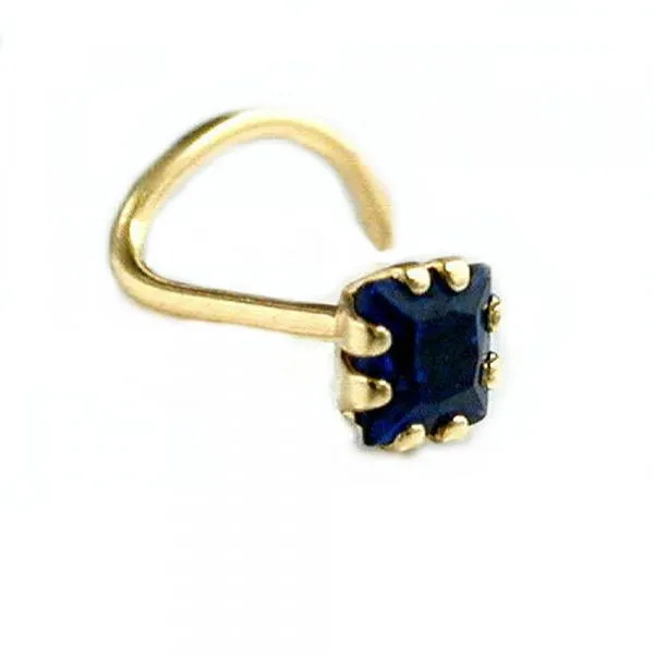 Nasenstecker 3x3mm Spirale mit Zirkonia safir-blau 18Kt GOLD Nasenstecker 3x3mm Spirale mit Zirkonia safir-blau 18Kt GOLD